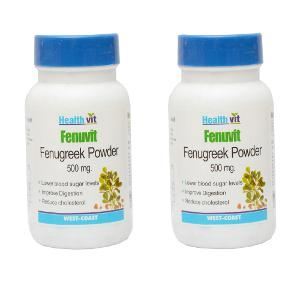 Picture of HealthVit FENUVIT Fenugreek Powder 500mg 60 Capsules  (Pack Of 2) For Diabetic Care