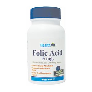 Picture of HealthVit Folic Acid 5mg 60 Tablets (Pack Of 2) for Cardiac Care