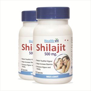 Picture of Healthvit Shilajit 60 capsules Increases Stamina & Sexual Health(Pack Of 2)