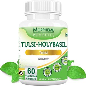 Picture of Morpheme Tulsi Holy Basil Capsules for Anti-Stress - 500mg Extract - 60 Veg Capsules