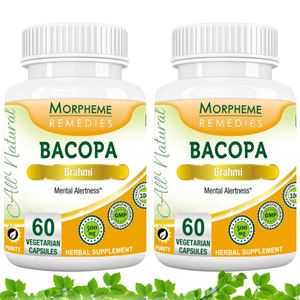 Picture of Morpheme Bacopa (Brahmi) Capsules for Mental Alertness - 500mg Extract - 60 Veg Capsules - 2 Bottles