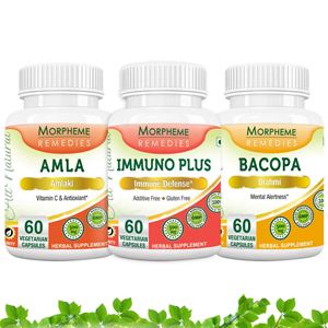 Picture of Morpheme Combo Pack For Boost Immune System, Memory Enhancer & Natural Stress Relief-3 Bottles