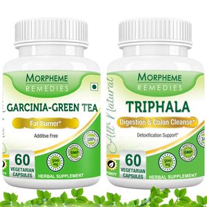 Picture of Morpheme Garcinia Cambogia Green Tea + Triphala Supplement For Weight Loss-2 bottles