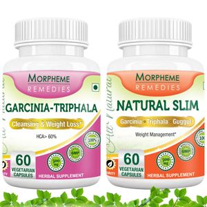 Picture of Morpheme Garcinia Cambogia Triphala + Garcinia Green Tea Supplement For Weight Loss-2 Bottles