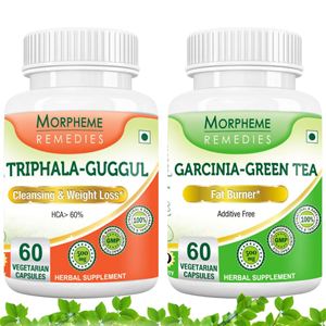 Picture of Morpheme Garcinia Cambogia Green Tea + Triphala Guggul Supplement For Weight Loss-2 bottels
