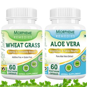Picture of Morpheme Aloe Vera + Wheatgrass For Immunity, Vitamins, Daily Essentails -2 Bottles