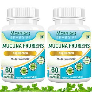 Picture of Morpheme Mucuna Pruriens (Kapikachhu) - For Mood & Performance - 500mg Extract - 60 Veg Capsules - 2 Bottles
