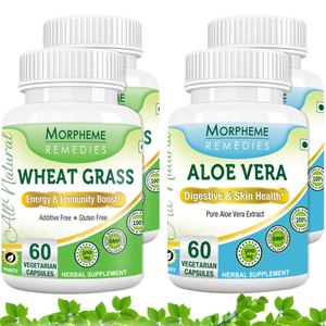 Picture of Morpheme Aloe Vera + Wheatgrass For Immunity, Vitamins, Daily Essentails  (4 Bottles)