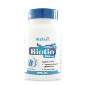 Picture of HealthVit Biotin 5000mcg 60 Capsules For Hair, Skin & Nails