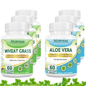 Picture of Morpheme Aloe Vera + Wheatgrass For Immunity, Vitamins, Daily Essentials (6 Bottles)