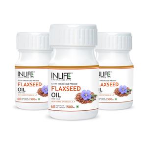 Picture of INLIFE Flaxseed Oil – Omega 3, 6, 9 Capsules (3-Pack)