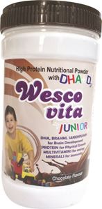 Picture of Wescovita Junior High Protein Nutritional Powder With DHA+D3 Chocolate Flavour 200gm - Pack of 2