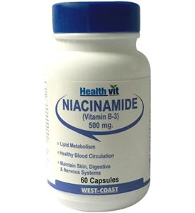 Picture of Healthvit Niacinamide (Vitamin B-3) 500mg 60 Capsules