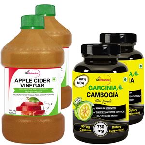 Picture of StBotanica Apple Cider Vinegar - 500ml + Garcinia Cambogia Ultra 80% Hca 750mg - 90 Veg Caps - 4 Bottles (2+2)