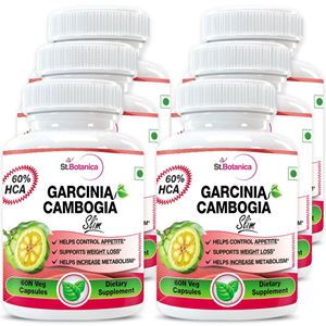 Picture of StBotanica Garcinia Cambogia Slim For Weight Loss - 100% Pure 500mg Extract - 60 Veg Caps - Pack Of 6