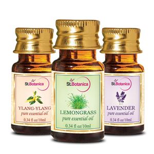 Picture of StBotanica Ylang-Ylang + Lemongrass + Lavender Pure Essential Oil (10ml Each)