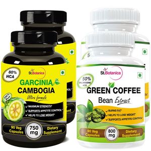 Picture of StBotanica Garcinia Cambogia Ultra 80% HCA 750mg + Green Coffee Bean Extract For Weight Loss (2+2 Bottles)