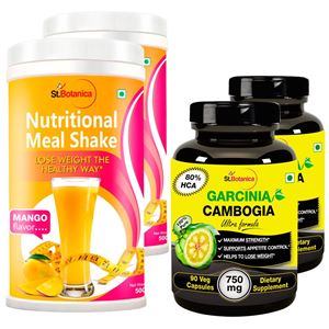 Picture of StBotanica Nutritional Meal Shake - Mango + Garcinia Cambogia Ultra 80% HCA 750mg (2+2 Bottles)