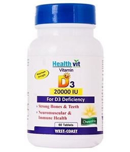 Picture of Healthvit Vitamin D3 20000 IU Maximum Strength 60 Tablets