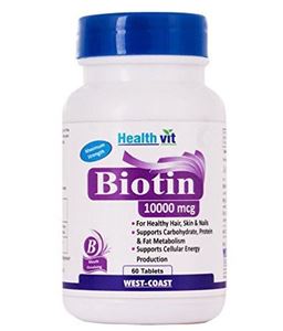 Picture of HealthVit Biotin 10,000mcg Maximum Strength 60 Capsules For Hair, Skin & Nails