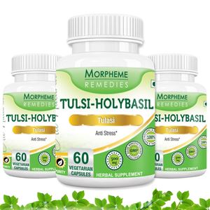Picture of Morpheme Tulsi Holy Basil Caps- 500mg Extract - 60 Veg Caps - 3 Bottles