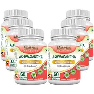 Picture of Morpheme Ashwagandha (Withania somnifera) 500mg Extract 60 Veg Caps - 6 Bottles