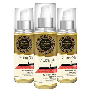 Picture of Morpheme 7 Ultra Hair Oil - 100 ml (Almond, Castor, Jojoba, Coconut, Olive, Walnut, Amla Oils) - 3 Bottles