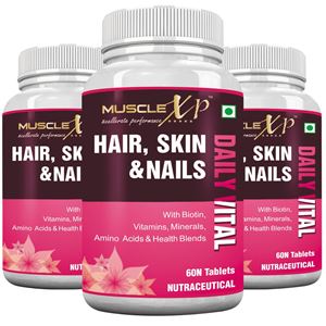 Picture of MuscleXP Hair, Skin & Nails Complete MultiVitamin with Biotin - 60 Tablets (Pack of 3)