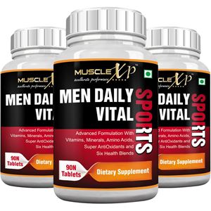 Picture of MuscleXP Men Daily Vital Sports MultiVitamin (6 Health Blends & Amino Acids) - 90 Tablets (Pack of 3)
