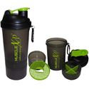 Picture of MuscleXP Smart Advanced Gym Shaker (Transparent Black) With Strainer 500ml - Design 2
