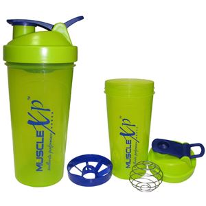 Picture of MuscleXP Neon Green Shaker Bottle With Stainer + Wire Ball 700ml - Design 4