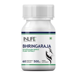 Picture of INLIFE Bhringraja 500mg Extract (60 Vegetarian Capsules) for Hair, Skin and Nails