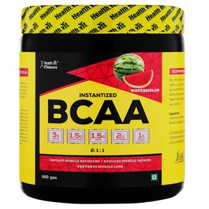 Picture of Healthvit Fitness BCAA 6000, 400g Powder (Watermelon) Pre/Post Workout Supplement