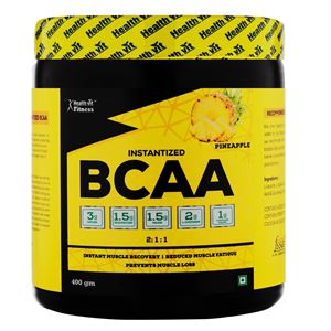 Picture of Healthvit Fitness BCAA 6000, 400g Powder (Pineapple) Pre/Post Workout Supplement