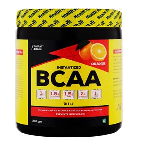 Picture of Healthvit Fitness BCAA 6000, 200g Powder (Tangy Orange) Pre/Post Workout Supplement